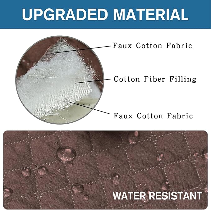 XINEAGE Water Resistant Recliner Cover, Nonslip Recliner Chair Covers for Reclining Chair with Pockets, Quilted Thick Recliner Slipcovers for Pets and Kids (Recliner Chair, Coffee)