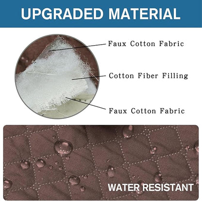 XINEAGE Water Resistant Recliner Cover, Nonslip Recliner Chair Covers for Reclining Chair with Pockets, Quilted Thick Recliner Slipcovers for Pets and Kids (Recliner Chair, Coffee)