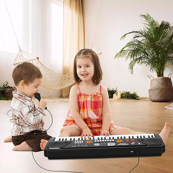 Kids Keyboard Piano, 61 Keys Electric Piano Keyboard for Kids with Microphone MP3 Function Led Display Educational Musical Toys Birthday Xmas Gifts for Toddlers Boys Girls Ages 3 5 7 9 12