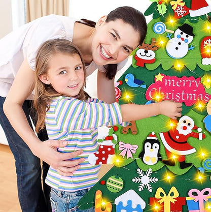 Felt Christmas Tree - 3.4 FT Christmas Decorations for Toddlers with 41 Pcs Ornaments,DIY Xmas Gifts for Door Wall Hanging Decorations.