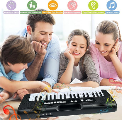 37 Keys Piano for Kids Age 3-6, Kids Piano Keyboard with Microphone Portable Beginners Musical Piano Learning Educational Christmas Birthday Gift Toys for 3 4 5 6 Years Old Girls Boys (Black)