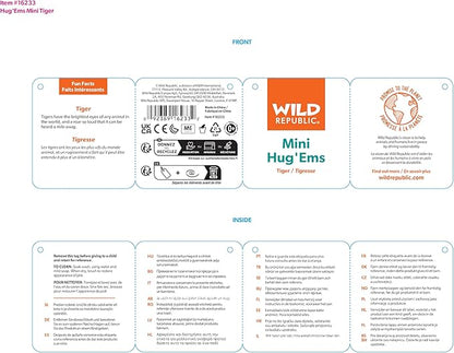 Wild Republic Tiger Plush, Stuffed Animal, Plush Toy, Gifts for Kids, Hug’Ems 7"