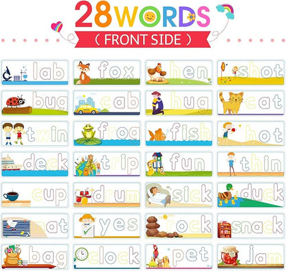 KMUYSL Learning Toys for 2 3 4 5 6 Years Old Boys and Girls - See & Spell CVC Word Builders with Alphabet Cards for Kids, Preschool Learning Activities Toys, Idea Birthday Gifts for Age 2-4 4-6 Kids