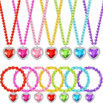 7 Sets Girl Dress up Jewelry Toddler Jewelry Princess Bracelet Necklaces Kids Costume Jewelry Set for Girl Tea Costume Party
