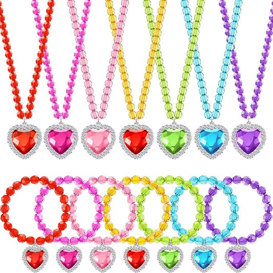 7 Sets Girl Dress up Jewelry Toddler Jewelry Princess Bracelet Necklaces Kids Costume Jewelry Set for Girl Tea Costume Party