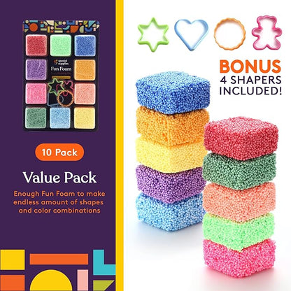 Special Supplies Fun Foam Modeling Foam Beads Play Kit, Children’s Educational Clay for Arts Crafts Kindergarten, Preschool Kids Toys Develop Creativity, Motor Skills (10-Pack)