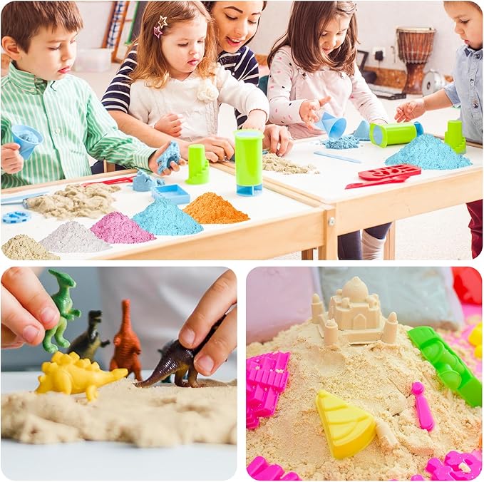 11 Lbs Fun Sand for Kids, Safe Non-Toxic Eco-Friendly Molding Sand for Stress Relief & Skill Development, Easy-to-Shape Mess-Free Formula Enhances Imagination & Creativity (Original Color)