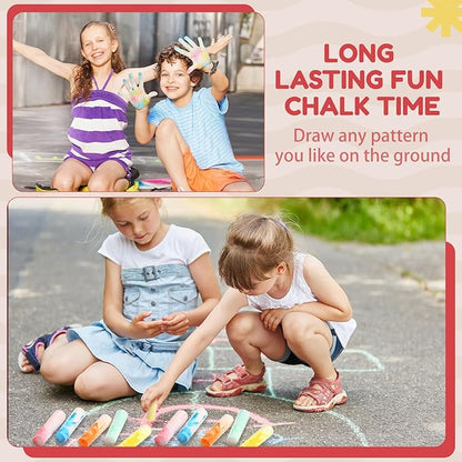 Fulmoon 40 Pcs Jumbo Sidewalk Chalk for Kids Outdoor Art Non Toxic Large Washable Street Chalk for Adults Drawing Painting Graffiti Classroom(Tie Dye,Round Style)