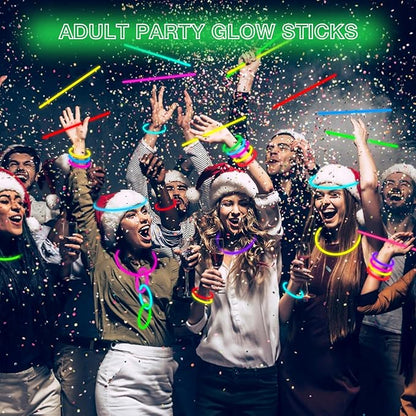 Glow Sticks Bulk - Ultra Bright 800 Party Pack with Connectors for Christmas, Neon Birthday and Holidays - Multicolor 8" Glow Sticks Necklaces Bracelet