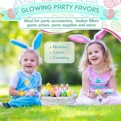 6 Pcs Kids Light Up Slap Bracelets Gifts LED Party Favors Glow Snap Bracelet Glitter Wrist Bands for Bunny Eggs Chicks Silicone Bands Easter Basket Fillers