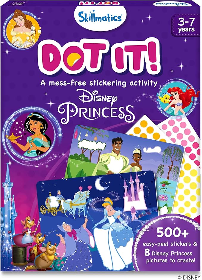 Skillmatics Art Activity - Dot It Disney Princess, No Mess Sticker Art for Kids, DIY Craft Kits, Scrapbooking, Valentine's Day Gifts for Girls & Boys Ages 3, 4, 5, 6, 7