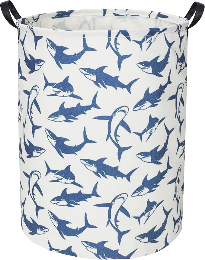 Shark Kids Laundry Basket Baby Hamper Shark Toy Storage Bin for Boys Room Decor Baby Nursery Hamper Gift Baskets for Bedroom Bathroom(Blue Shark)