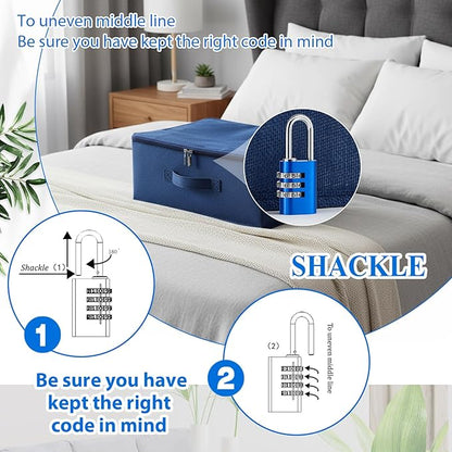 Briwooody Discreet Lockable Toy Bag Storage Organizer Toy Bag Storage Bins Case with Zipper Lid for Women and Men Clothes Container(Dark Blue,15 x 10 x 6.3 Inch)