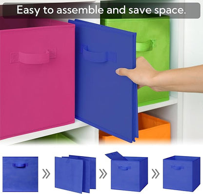 GRANNY SAYS 11 Inch Cube Storage Bins, Colorful Cube Storage Organizer, Fabric Storage Bins, Storage Cubes for Shelves, Closet, Toy Storage Bins for Kids Room, Play Room, Rainbow, 6-Pack