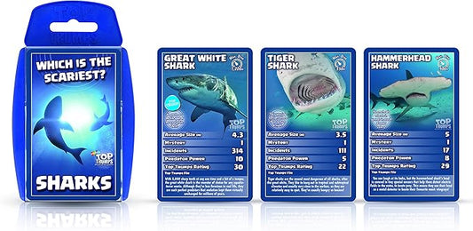 Top Trumps Sharks Classics Card Game, learn about Great White Sharks, Tiger Sharks and Hammerheads in this educational pack, gift and toy for boys and girls aged 6 plus