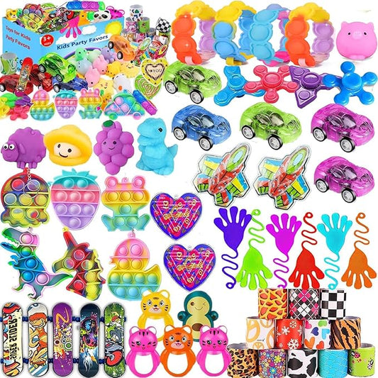 118 Pcs Pop Party Favors for Kids 4-8 8-12, Pop Fidget Toys for Kids, Pinata Stuffers, Birthday Gifts, Treasure Box Toys for Classroom, Carnival Prizes, Prize Box Toys, Goodie Bag Stuffers