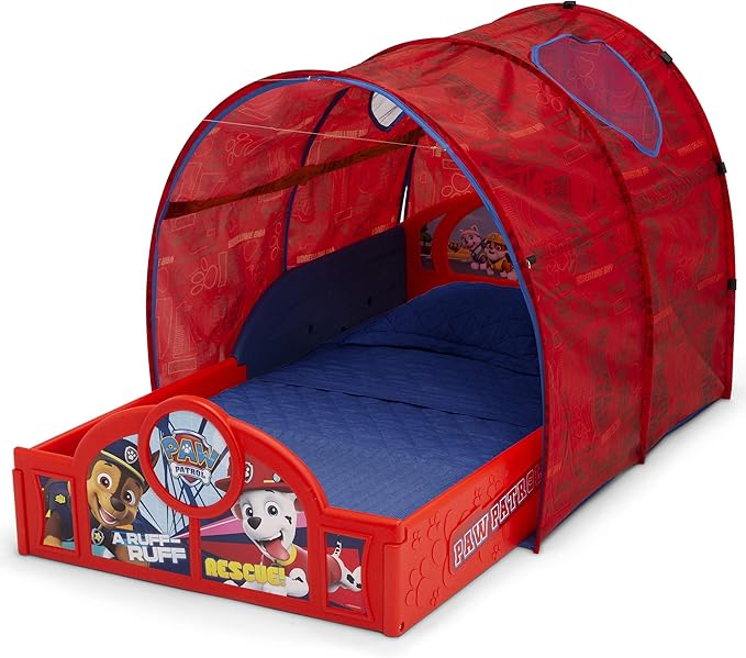 Delta Children Nick Jr. PAW Patrol Sleep and Play Toddler Bed with Tent, Red
