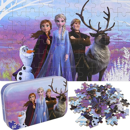 Princess Puzzles for Kids Ages 4-8 60 Pieces Puzzles for Kids Ages 3-5 Princess Puzzle for Girls and Boys Toys Jigsaw Puzzles in a Metal Box Educational Puzzles (Princess 0680)