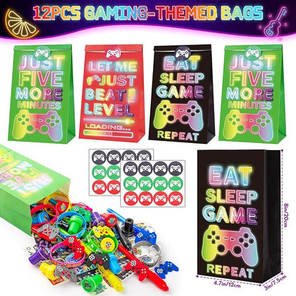 Video Game Party Favors Gamer Birthday Supplies Kids Notebook Bags Invisible Ink Pen Silicone Bracelet Stamp Keychain Tattoo Sticker Gaming Game on Party Favors Goodies Bag Stuffer Decorations