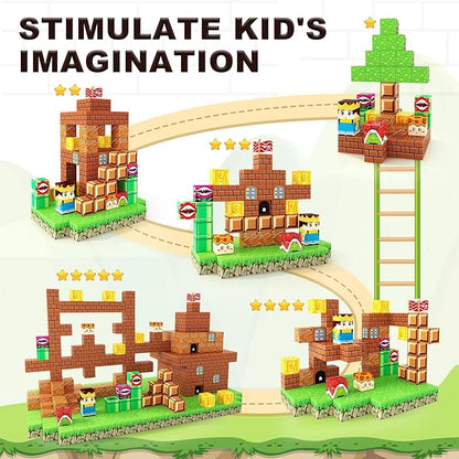 Magnetic Blocks Building Toys - Build Mine Magnet World Set Toddler Kids Sensory Toys for Boys & Girls Ages 3-5 5-7 8-12, 1'' Magnetic Cubes Game Easter Basket Stuffers for Boys