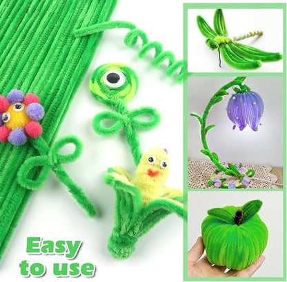 TOAOB 100pcs Pipe Cleaners Light Green Pipe Cleaners Chenille Stems 6mm x 12 Inch Fuzzy Sticks Craft Supplies for Art DIY Crafts Decorations