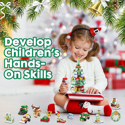 Calendar 2024 Christmas Building Blocks Set, 6 IN 1 Christmas Toys, Building Blocks Toys Holiday Countdown Calendars, Ideas Gift for for Teens Boys Girls 6-12 Year (Large)