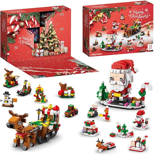 Calendar 2024 Christmas Building Blocks Set, 6 IN 1 Christmas Toys, Building Blocks Toys Holiday Countdown Calendars, Ideas Gift for for Teens Boys Girls 6-12 Year (Small Santa)