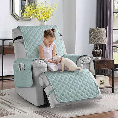 TAOCOCO Non-Slip Recliner Chair Cover Sofa Slipcover, Pet Cover for Small Recliner Chair with Elastic Straps, Washable Reclining Chair Cover Recliner Furniture Protector (23'' Small, Mint)