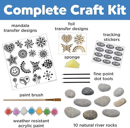 Creativity for Kids Hide and Seek Dot A Rock: Paint and Hide 10 Mandala Rocks - Rock Painting Kits for Ages 6-8, Kids Craft Kit