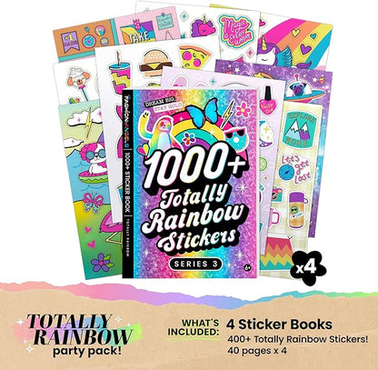 Fashion Angels 1,000+ Totally Rainbow Sticker Book Multi Pack, Bulk Pack of 4 Colorful Craft Sticker Books, Ideal Gift & Party Favor for Kids, Tweens, Teens