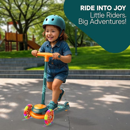 3 Wheel Scooter for Kids, Smooth Light Up LED Front Wheels, Wide Anti Slip Deck, Rear Foot Brake, Easy Lean to Steer Maneuvering, Indoor & Outdoor Ride On Toys for Ages 2 Up,