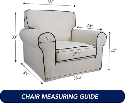 PureFit Reversible Quilted Sofa Cover, Water Resistant Slipcover Furniture Protector, Washable Couch Cover with Non Slip and Elastic Straps for Kids, Dogs, Pets (Chair, Blue/Ivory)