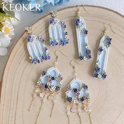 Keoker Gothic Window Clay Cutters, Frame Clay Cutters for Polymer Clay Jewelry, Cathedral Window Polymer Clay Cutters, Clay Earring Cutters, 10 Shapes Earring Cutters for Polymer Clay