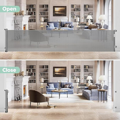 155 Inch Extra Wide Baby Gate Retractable Baby Gates Extra Wide Baby Gates for Large Openings Extra Long Baby Gate Indoor Extra Large Baby Gate Mesh Dog Gates for Doorways Pet Gate Outdoor Safety Gate