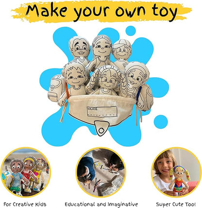 Kiboo Kids Color Your Doll - Coloring Toy for Kids - Educational Art and Crafts for Kids - Reusable Gift (9" Mermaid Doll with Mini Shell Doll Backpack and Washable Markers)