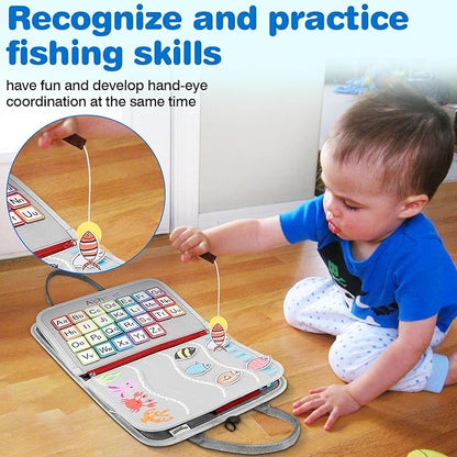 JHkim Busy Board Montessori Toys for 1 2 3 4 Year Old Boy & Girl Birthday Gifts, Autism Sensory Travel Toy for Toddlers 1-3, Educational Activity Sensory Busy Book for Learning Fine Motor Skills, Gray