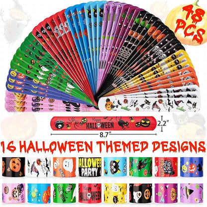48Pcs Holiday Bracelets Party Favors for Kids Slap Bracelets Holiday Bag Stuffers Treats Non Candy Holiday Goodie Bag Fillers Stuffers Snap Bracelet Party Supplies, PVC Polyvinyl Chloride
