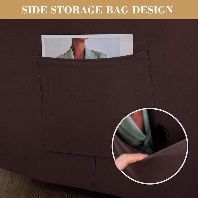 Jin Le 4 Pieces Recliner Cover Stretch Recliner Chair Cover 1 Seater Recliner Couch Covers Sofa Covers Stretch Soft Furniture Protector with Elastic Bottom and Ties for Kids Pet(Recliner, Brown)