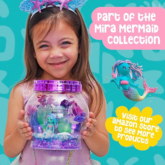Amitié Lane Girls Mermaid Toys - DIY Light Up Terrarium Kit for Kids - Mermaid Gifts for Girls 5-7, Little Girl Gifts, Crafts for Girls - Birthday Gift for 5 Year Old Girl
