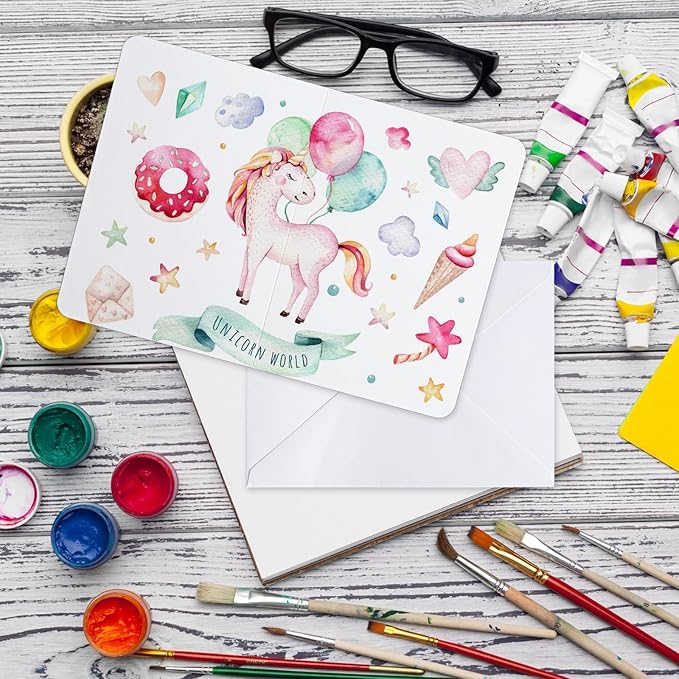 Sabary 100 Pcs Blank Watercolor Cards and Envelopes Set 140lb Heavyweight White Blank Cards Watercolor Greeting Cards Bulk for Painting Invitations Notes Wedding(5 x 7 Inch)