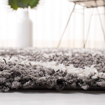 SAFAVIEH Dallas Shag Collection 2'3" x 6' Dark Grey/Ivory SGDS257A Trellis Non-Shedding Living Room Bedroom Dining Room Entryway Plush 1.5-inch Thick Runner Rug