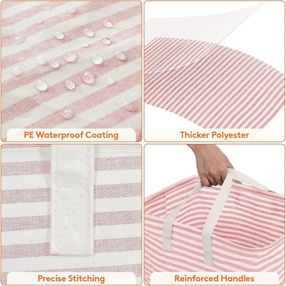 Lifewit 2 Pack Laundry Basket 80L Each, Collapsible Clothes Hamper with Reinforced Handles, Freestanding Waterproof Design for Bedroom and Laundry Room, Grey&Pink 160L Total