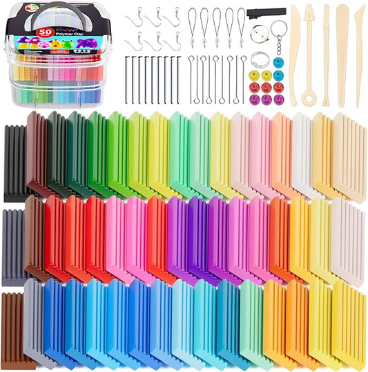 Polymer Clay 50 Colors, CiaraQ Modeling Clay Starter Kits for Kids, Oven Baked Model Clay with Sculpting Tools, Safe and Non-Toxic, Great for Children and Artists