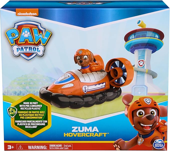 Paw Patrol, Zuma’s Hovercraft, Toy Vehicle with Collectible Action Figure, Sustainably Minded Kids Toys for Boys & Girls Ages 3 and Up