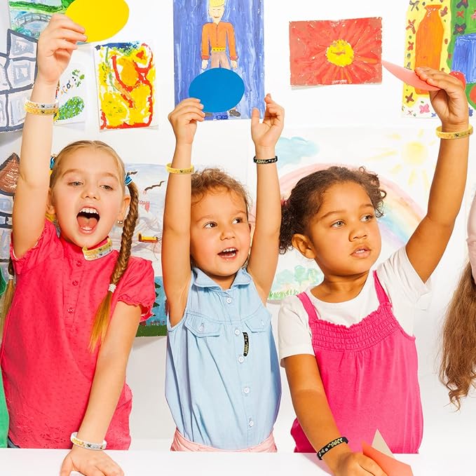 Bee Bracelet Silicone Bee Wristband Assorted Color Bee Theme Party Favors Bee Teachers Decorations Classroom Decorations Bees Wristband for Boy Girl Bee Birthday Baby Shower Party Supply (96 Pieces)