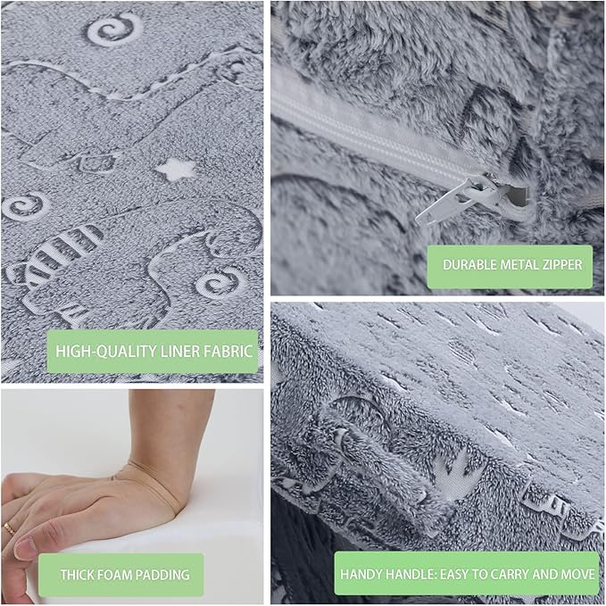 MeMoreCool 10-Piece Kids Couch, Modular Kids Sofa for Playroom, Fold Out Play Couch for Girl Boy, Glow Dino