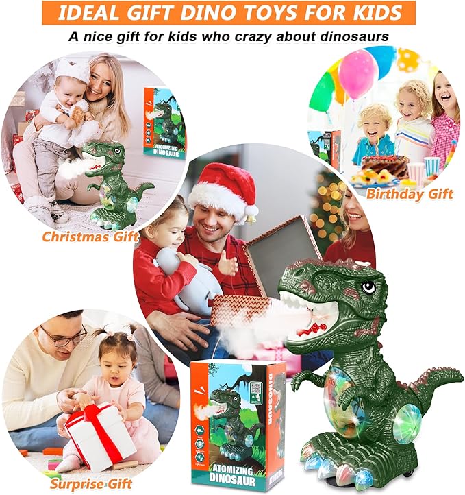 Dinosaur Toys for 3 Year Old Boy,Roar Music and Lights Toddler Toy for Boys Girls Age 3-4,Moving Dino Baby Toy with 1 Wheel,Electric Dinosaur Toy for Kids 3-5,Easter Christmas Birthday Gifts
