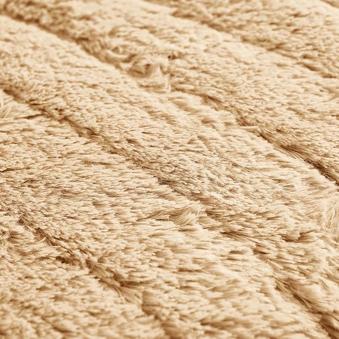 RBSC Home Plush Recliner Slipcover 30 Inches Beige Chair Covers Artificial Wool Lazy Boy Cover Quilted Cover for Recliner Chairs and Furniture Soft Warm