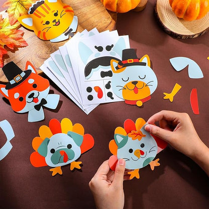 30 Sets Thanksgiving Crafts for Kids DIY Turkey Magnet Craft Pet Make Your Own Thanksgiving Craft for Kindergarten Preschool Fall Thanksgiving Fun Classroom Home Activity Party Supplies