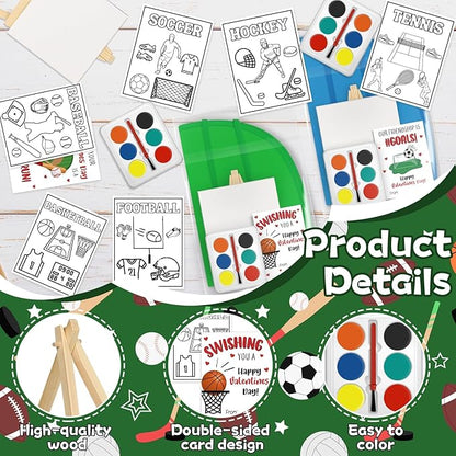 Gosodeny 24 Sets Valentines Watercolor Paint Set Painting Cards Painting Canvas Panel with Wooden Easel Watercolor Paint Painting Brush Kit Valentines Day Cards Packaging Bag Set Gifts